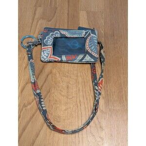 Vtg Vera Bradley Window Coin Purse Key Chain Lanyard Nordic Floral Pattern